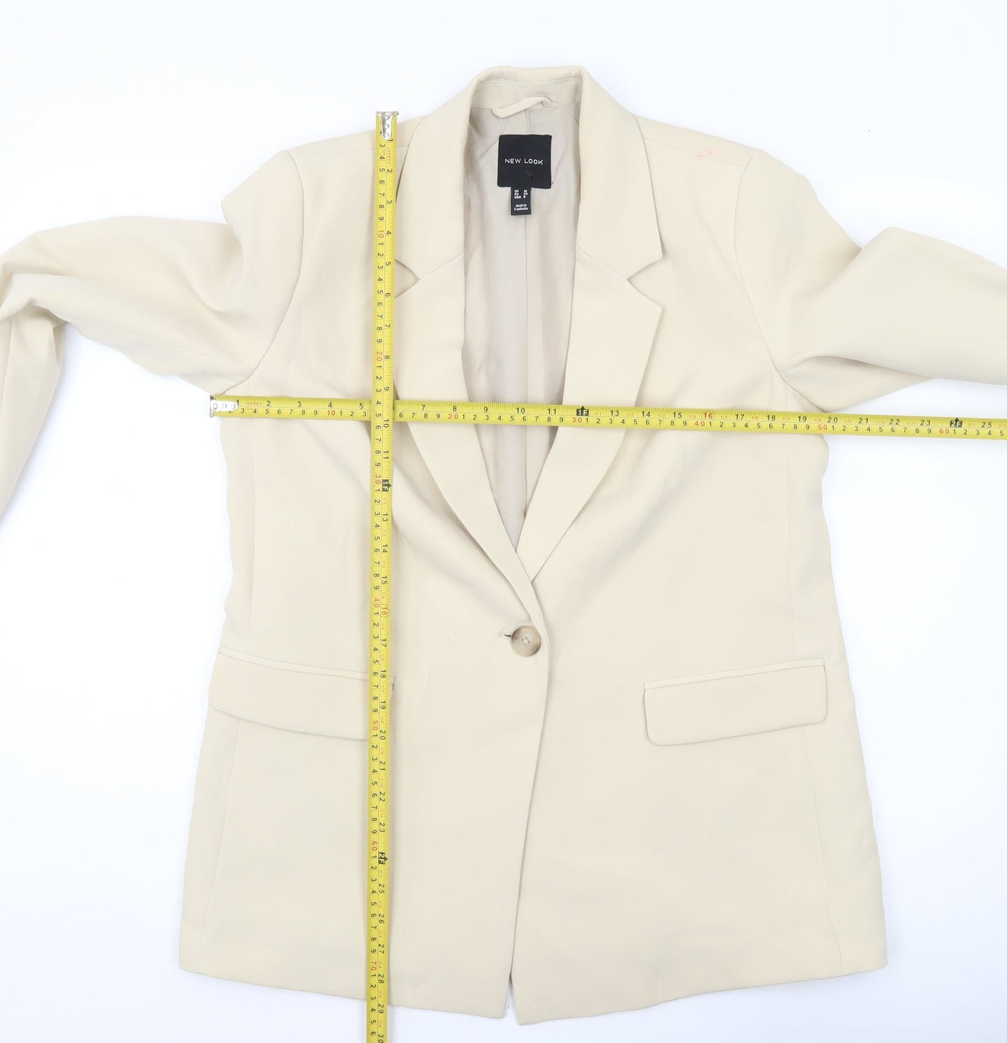 New Look Women Beige Blazer UK 10 Regular Fit Single Breasted