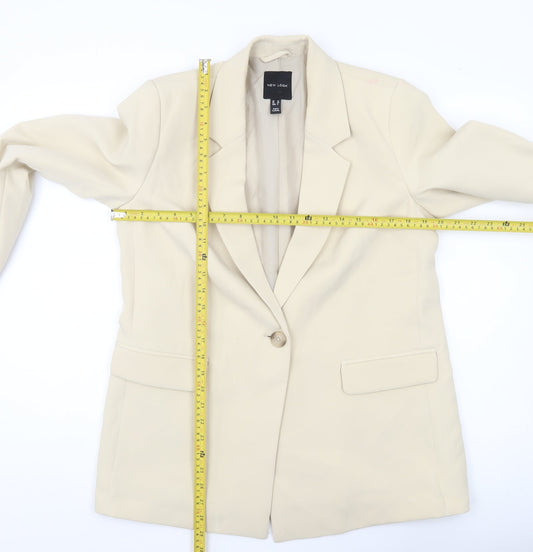 New Look Women Beige Blazer UK 10 Regular Fit Single Breasted
