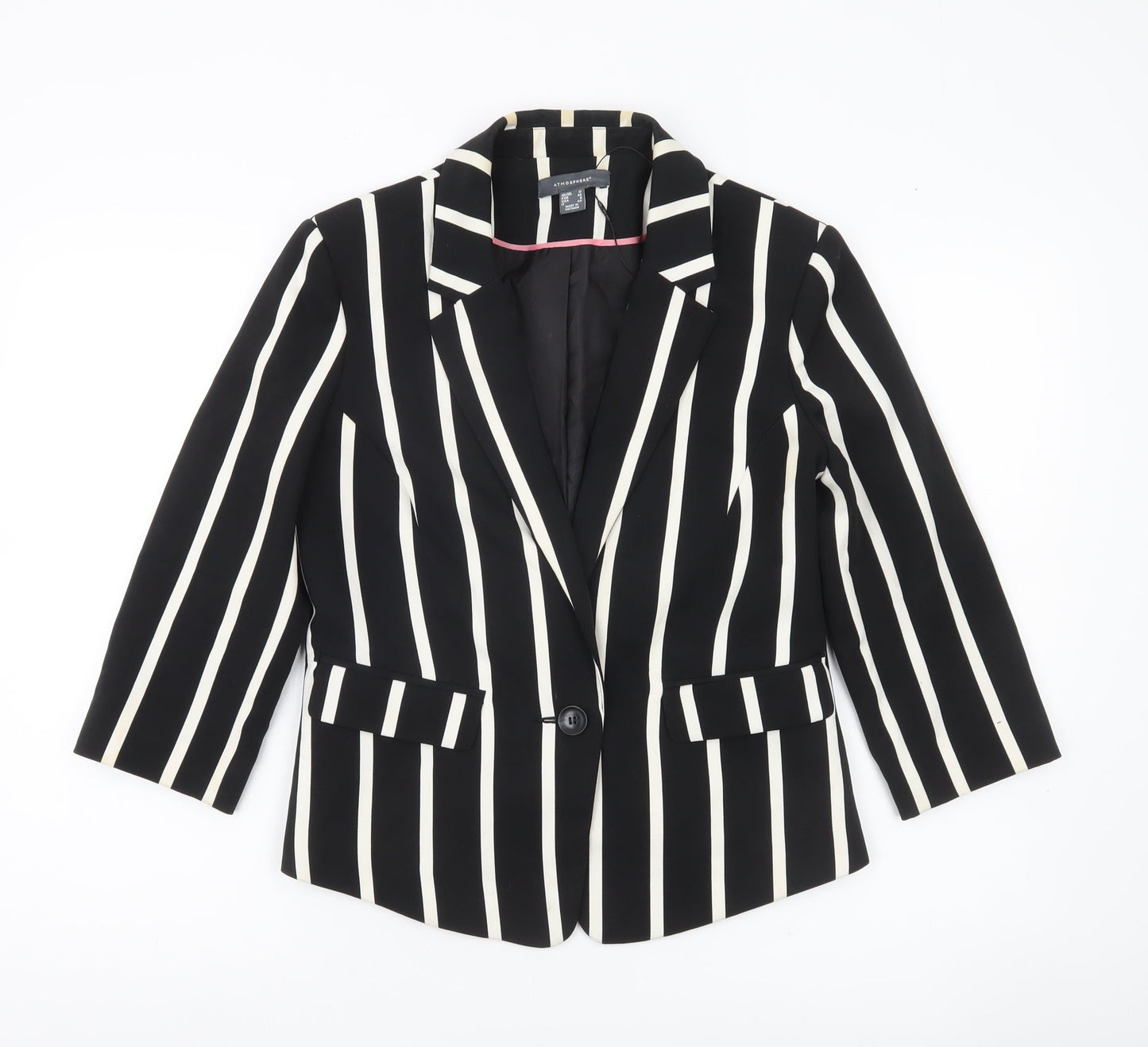 Atmosphere Women’s Black Striped Blazer Jacket UK 12 Regular Fit