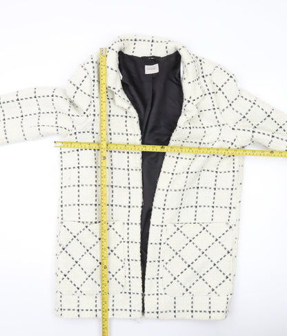 George Women’s Ivory Check Tweed Mid-Length Coat Size 14