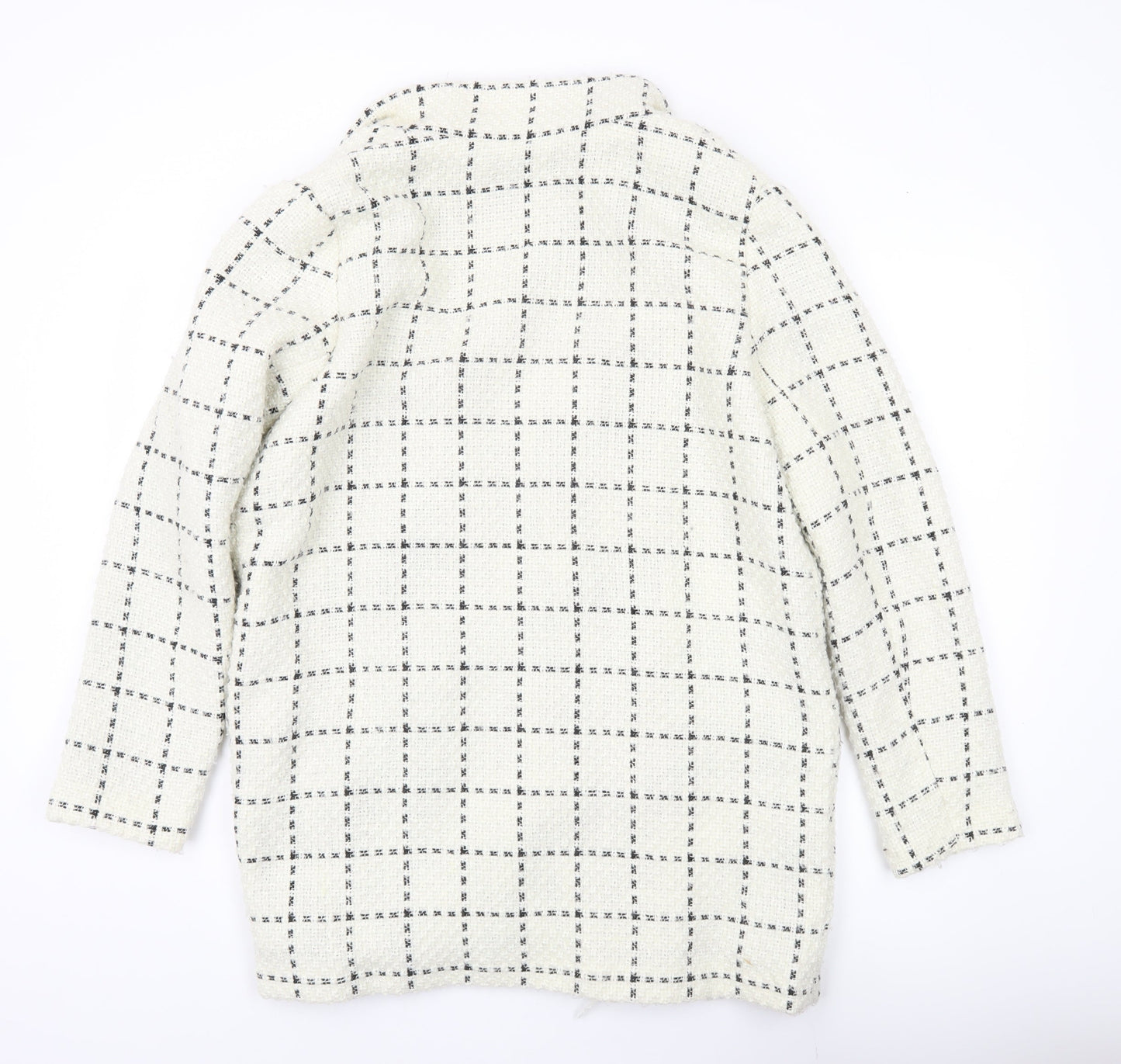 George Women’s Ivory Check Tweed Mid-Length Coat Size 14