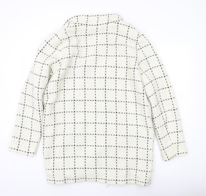 George Women’s Ivory Check Tweed Mid-Length Coat Size 14