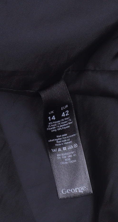 George Women’s Ivory Check Tweed Mid-Length Coat Size 14