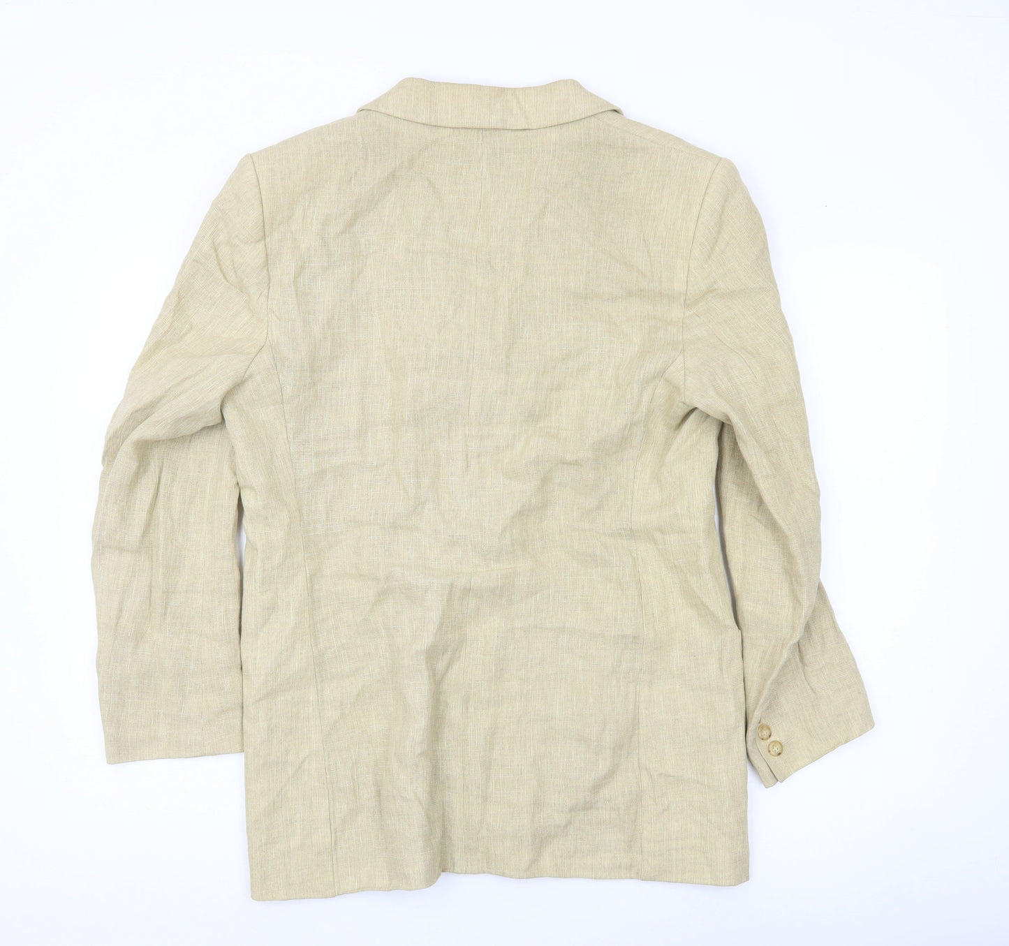 Marks & Spencer Women Beige Linen Blazer UK 14 Long Sleeve Tailored