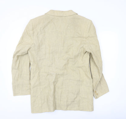 Marks & Spencer Women Beige Linen Blazer UK 14 Long Sleeve Tailored