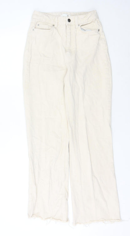 Womens UK Size 6 H&M Regular Fit Wide-Leg Ivory Jeans