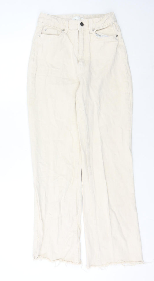 Womens UK Size 6 H&M Regular Fit Wide-Leg Ivory Jeans