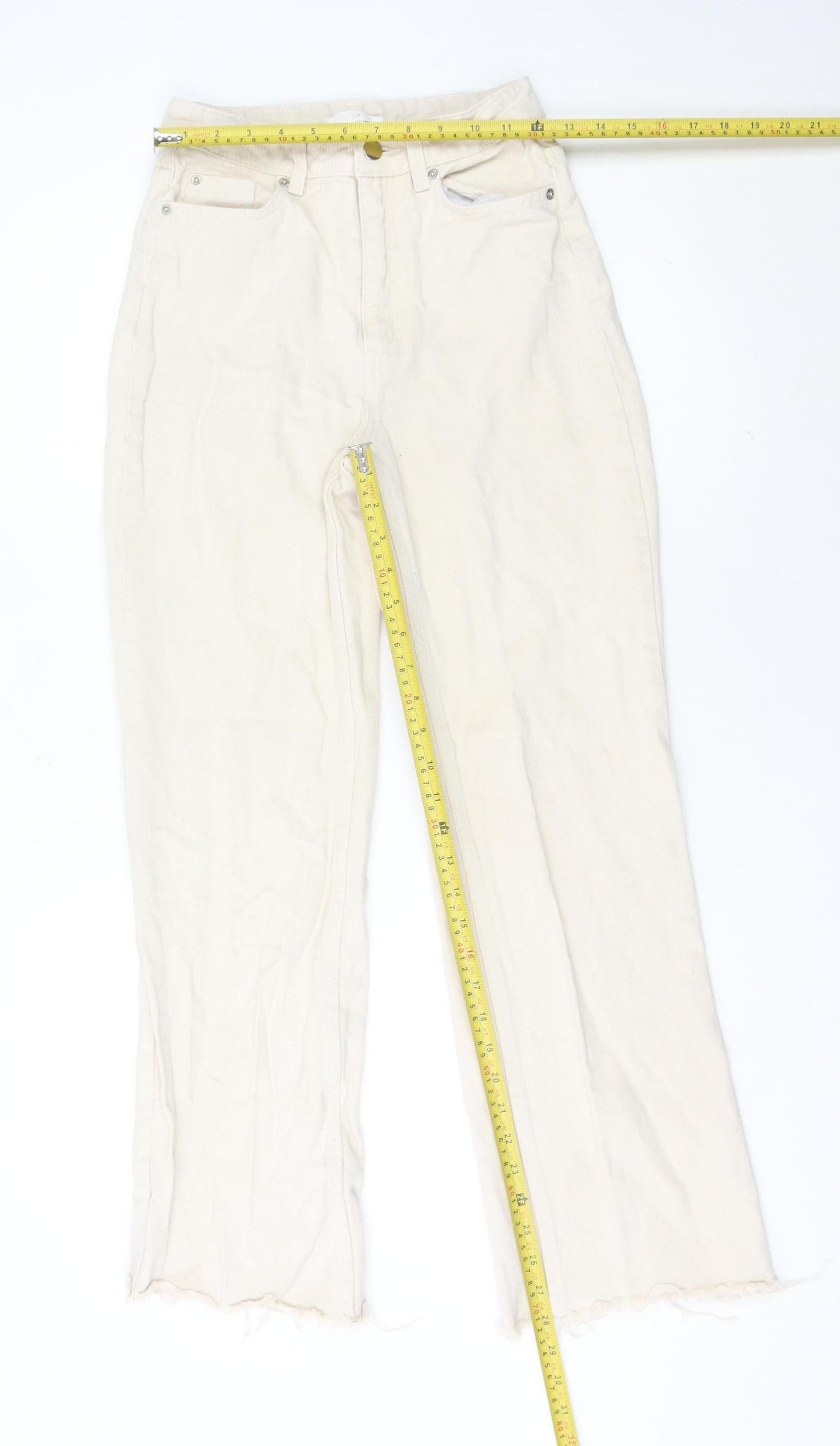 Womens UK Size 6 H&M Regular Fit Wide-Leg Ivory Jeans