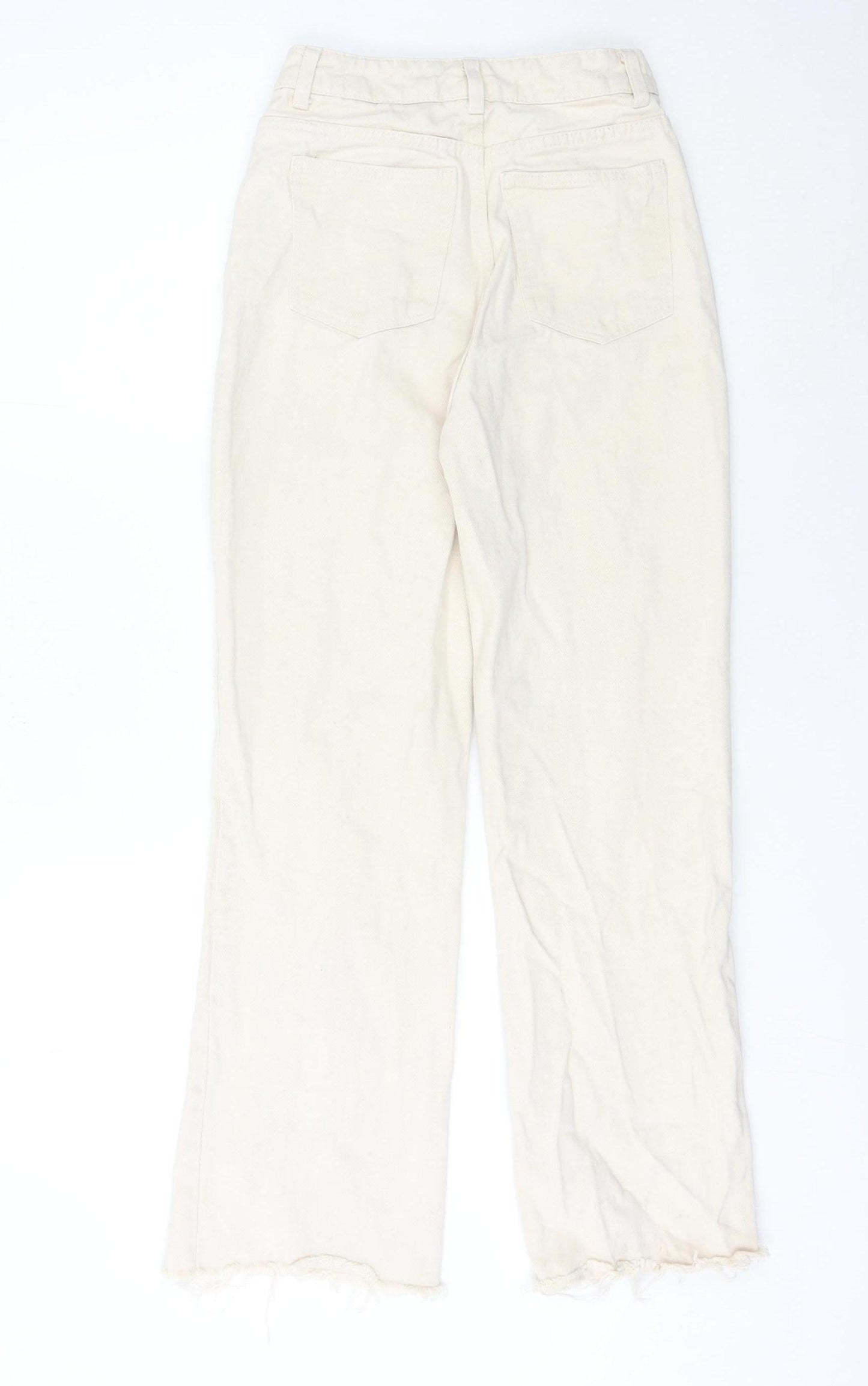 Womens UK Size 6 H&M Regular Fit Wide-Leg Ivory Jeans