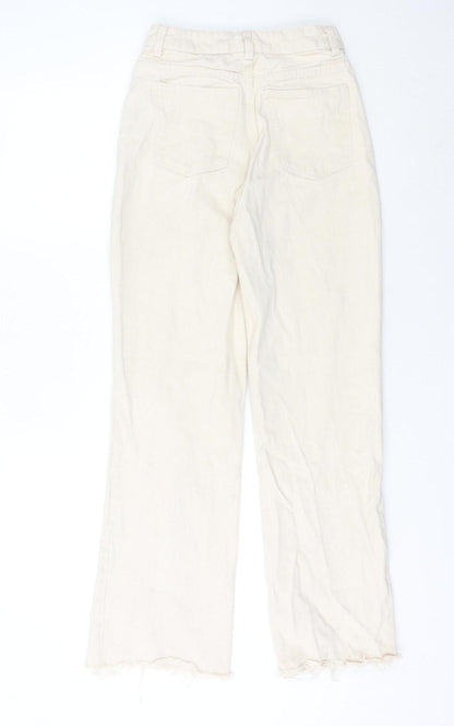 Womens UK Size 6 H&M Regular Fit Wide-Leg Ivory Jeans