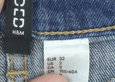H&M Women Blue Denim A-Line Mini Skirt Size 4 Cotton Casual