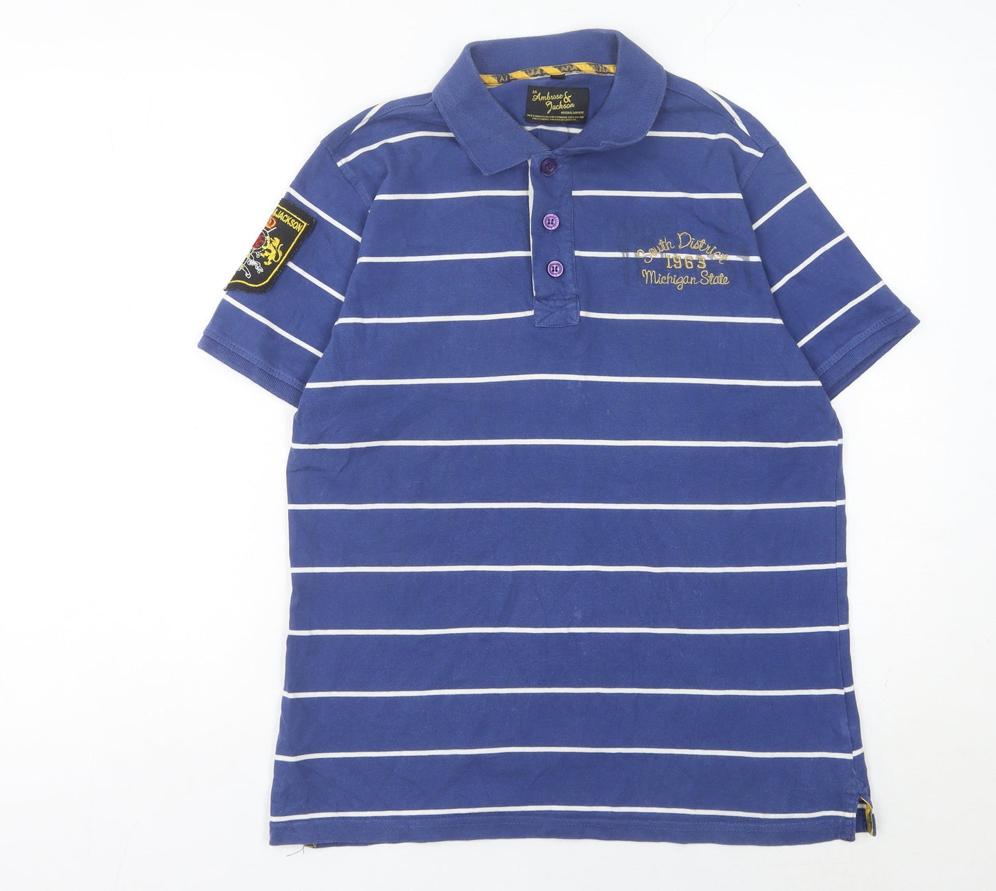 Ambrose & Jackson Men’s Blue Striped Cotton Polo Shirt M