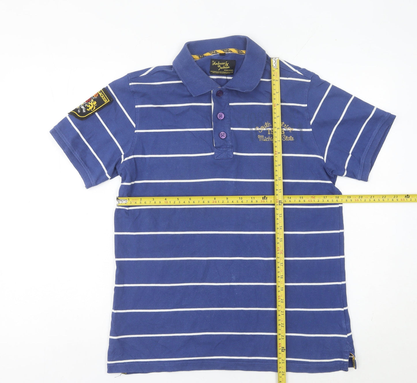 Ambrose & Jackson Men’s Blue Striped Cotton Polo Shirt M