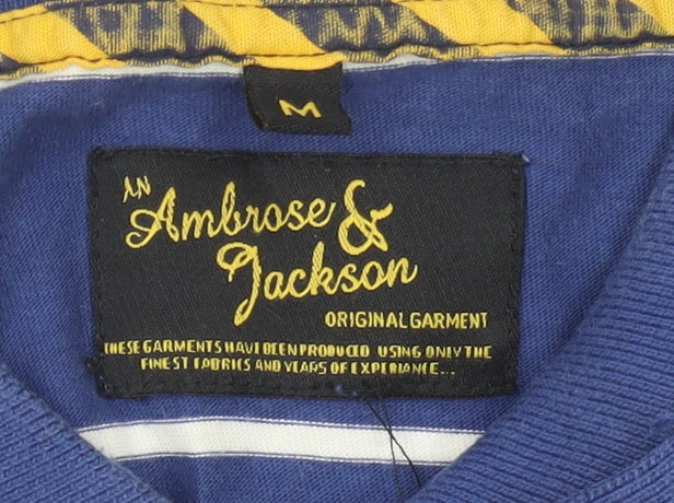 Ambrose & Jackson Men’s Blue Striped Cotton Polo Shirt M