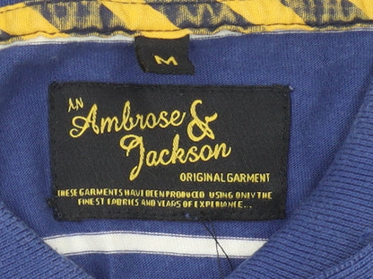 Ambrose & Jackson Men’s Blue Striped Cotton Polo Shirt M