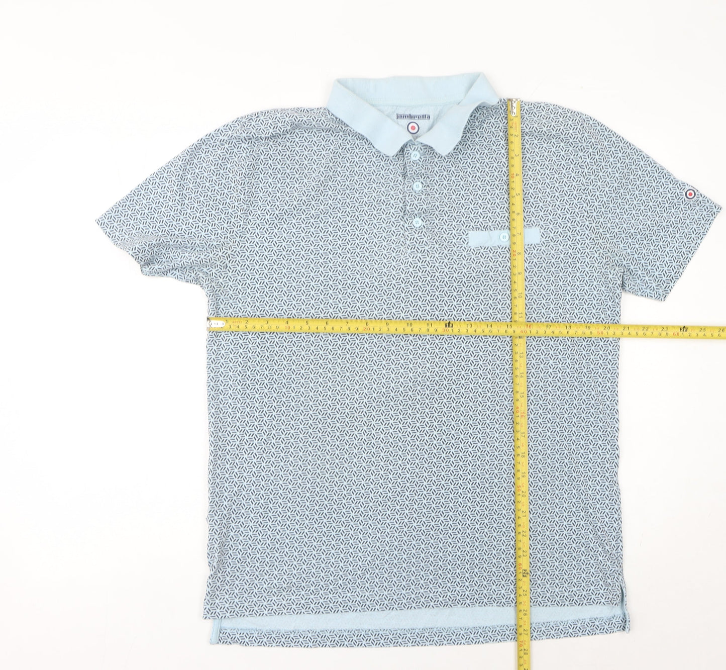 Lambretta Men’s Blue Geometric Cotton Polo Shirt 2XL
