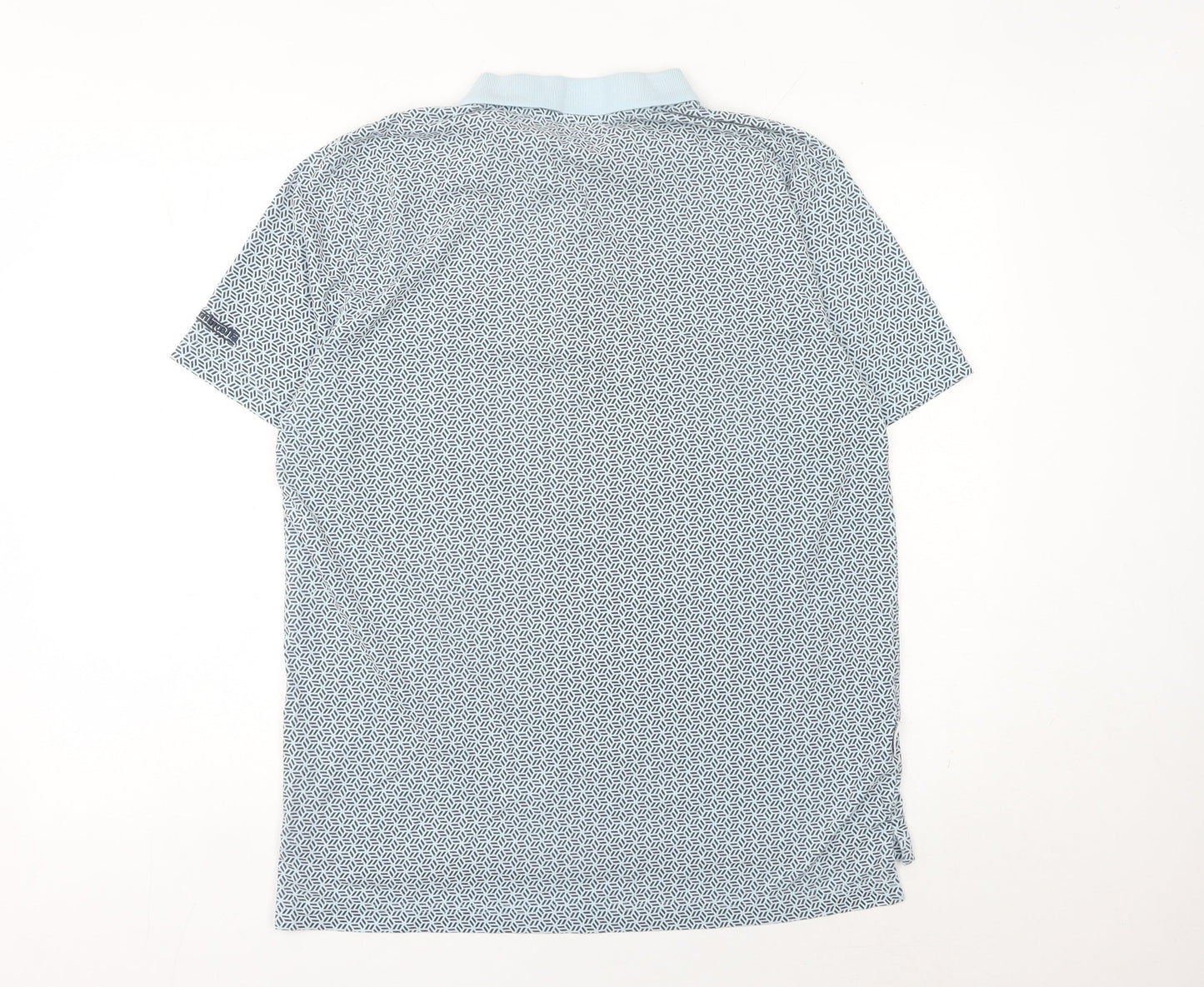 Lambretta Men’s Blue Geometric Cotton Polo Shirt 2XL