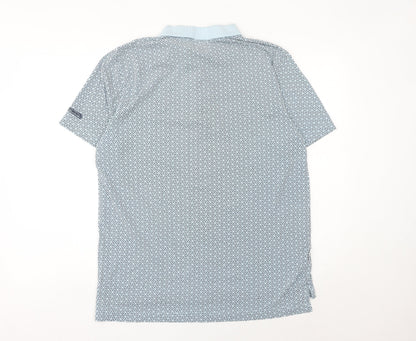 Lambretta Men’s Blue Geometric Cotton Polo Shirt 2XL