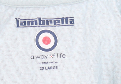 Lambretta Men’s Blue Geometric Cotton Polo Shirt 2XL