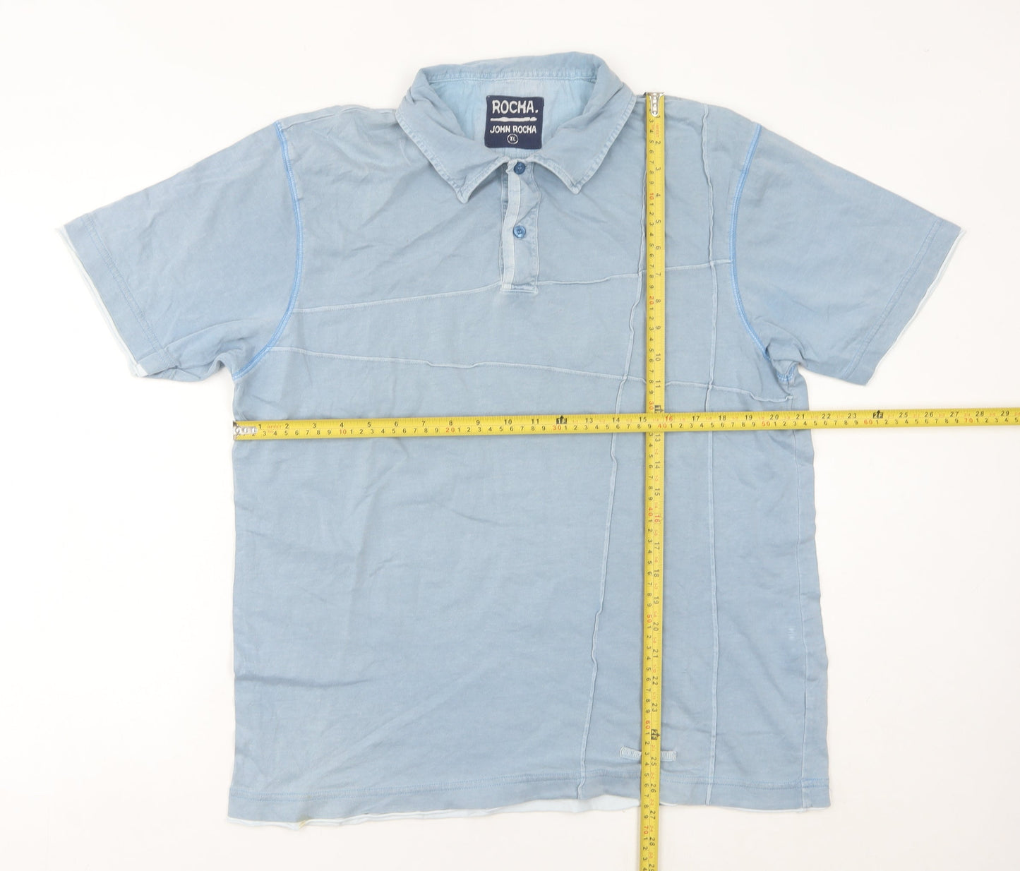 John Rocha Men’s Blue XL Polo Shirt 100% Cotton Short Sleeve Casual