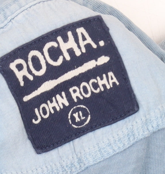 John Rocha Men’s Blue XL Polo Shirt 100% Cotton Short Sleeve Casual