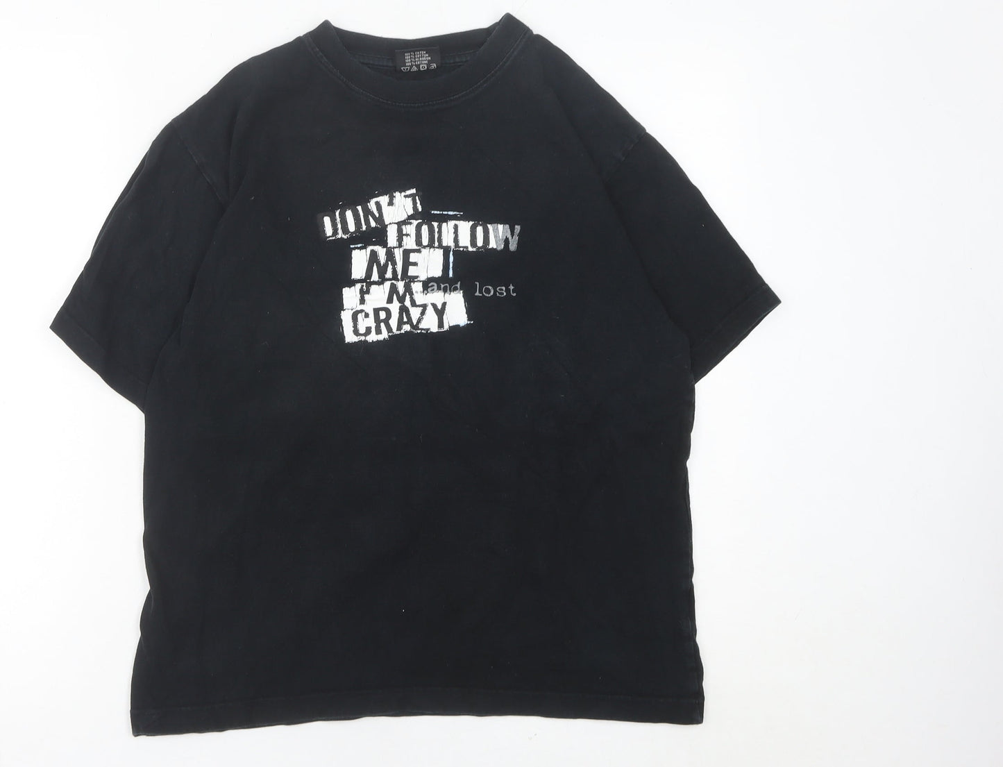 Womens UK Size S Spirit Black Basic T-Shirt