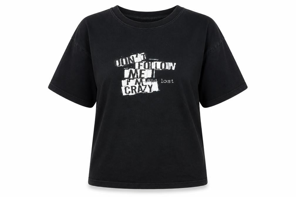 Womens UK Size S Spirit Black Basic T-Shirt