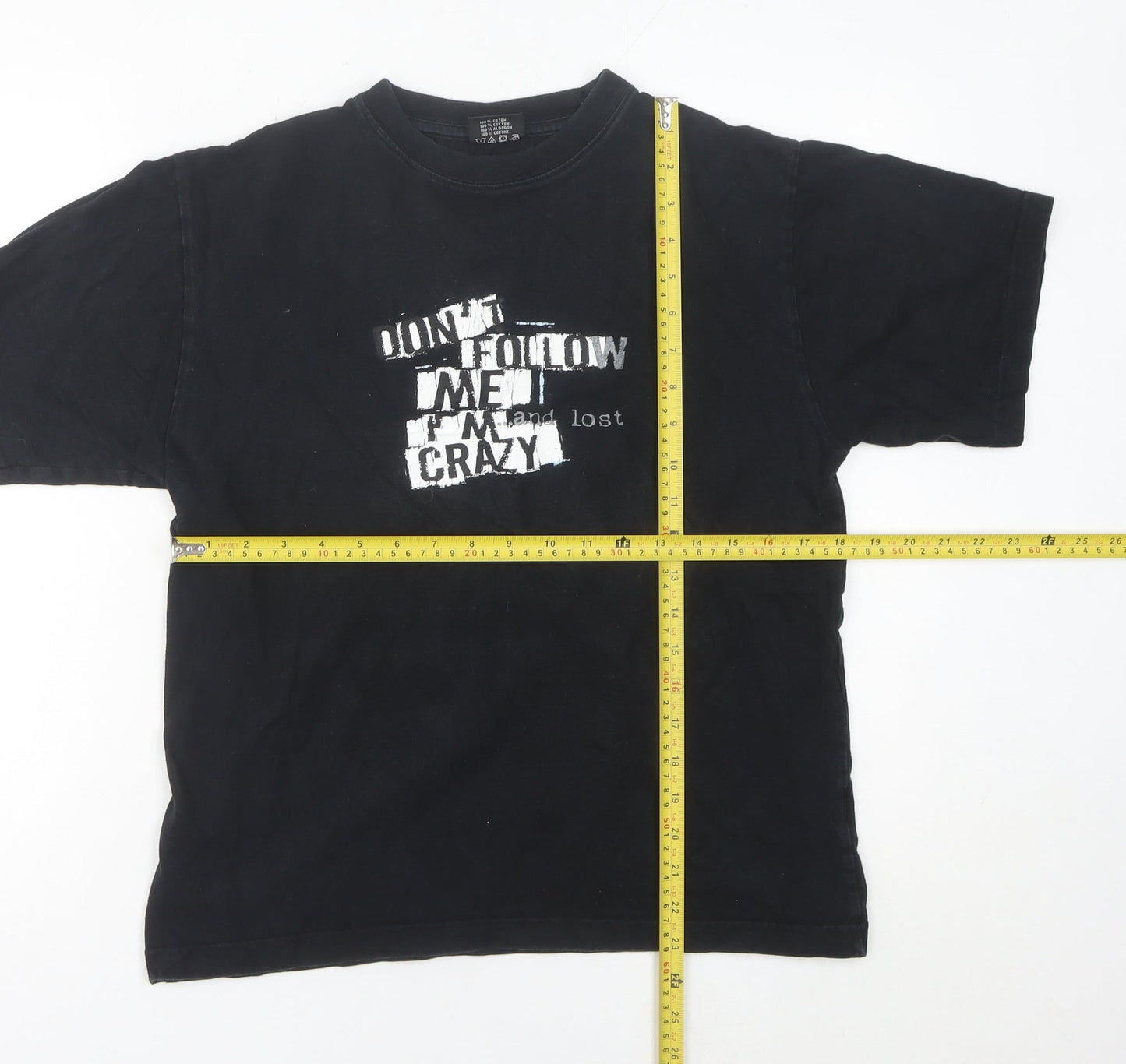 Womens UK Size S Spirit Black Basic T-Shirt