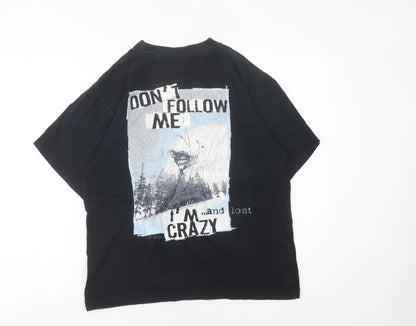Womens UK Size S Spirit Black Basic T-Shirt