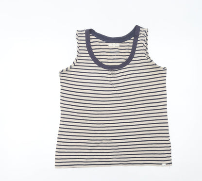 White Stuff Womens Blue Striped Cotton Tank Top Size 14