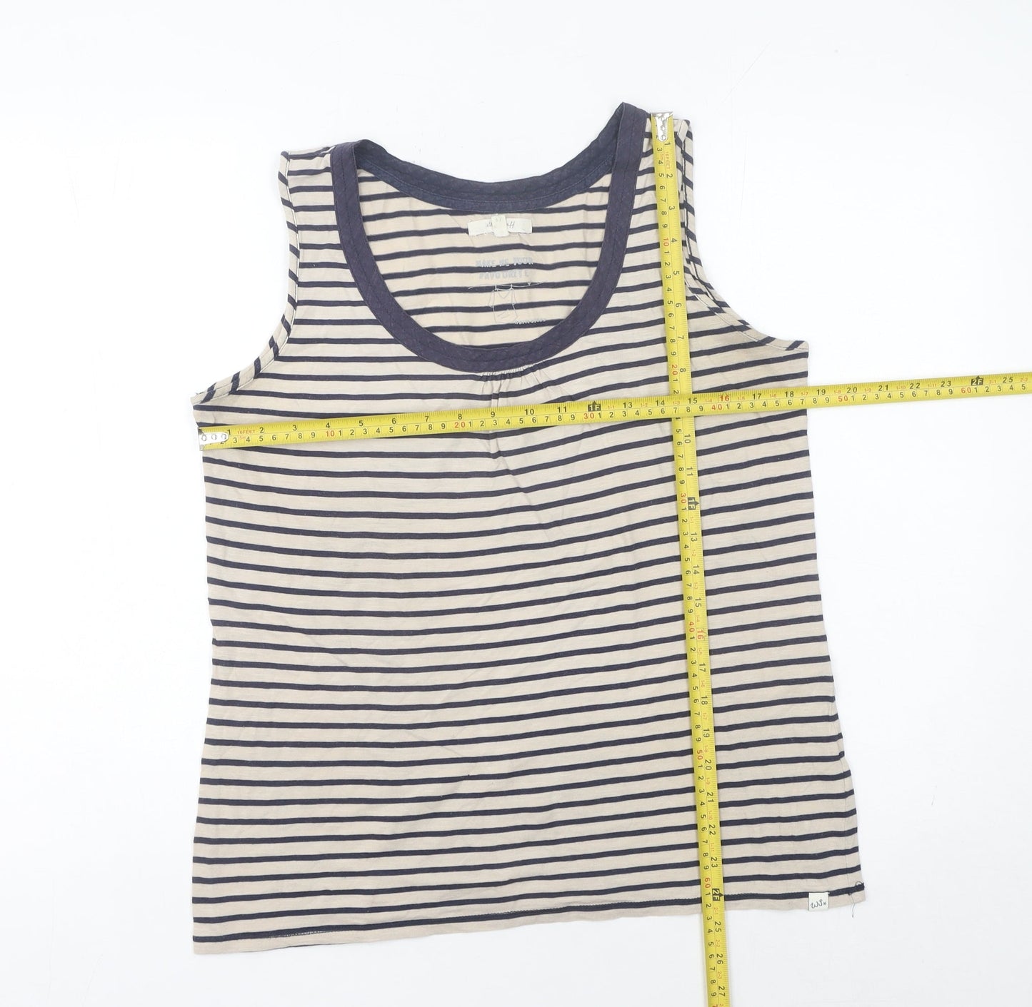 White Stuff Womens Blue Striped Cotton Tank Top Size 14