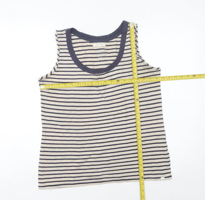 White Stuff Womens Blue Striped Cotton Tank Top Size 14
