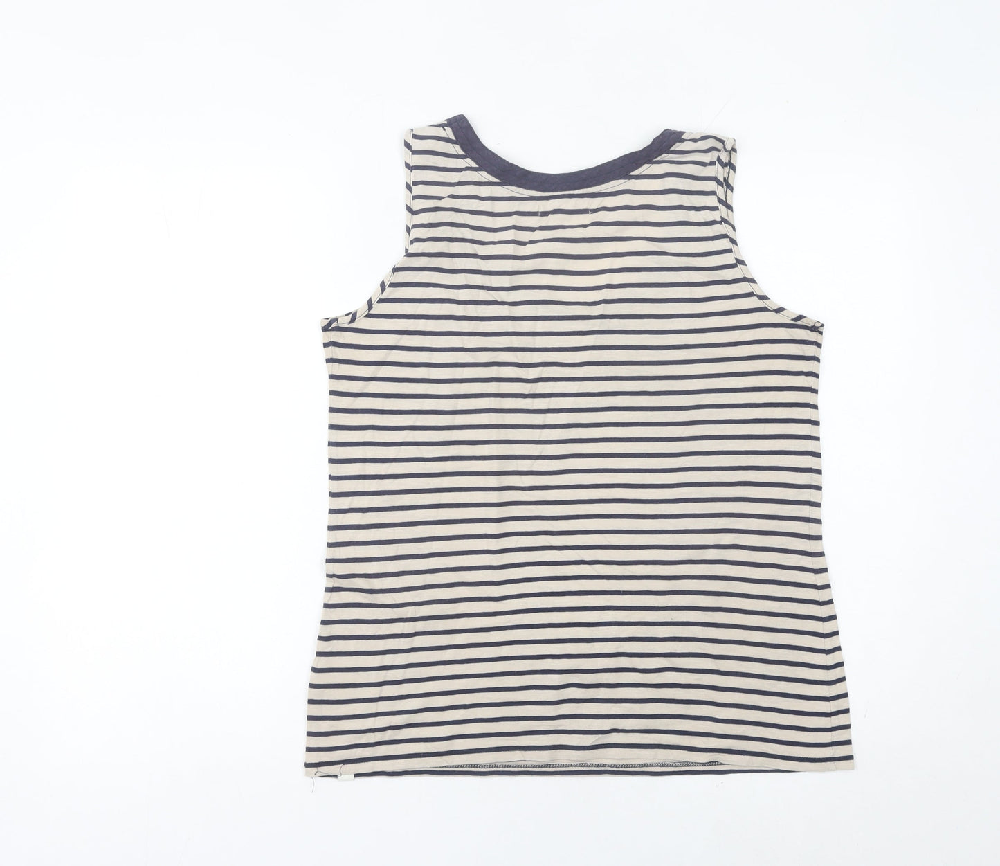 White Stuff Womens Blue Striped Cotton Tank Top Size 14