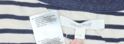 White Stuff Womens Blue Striped Cotton Tank Top Size 14