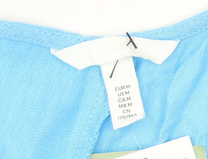 H&M Women’s Blue Wide-Leg Linen Blend Jumpsuit Size 12