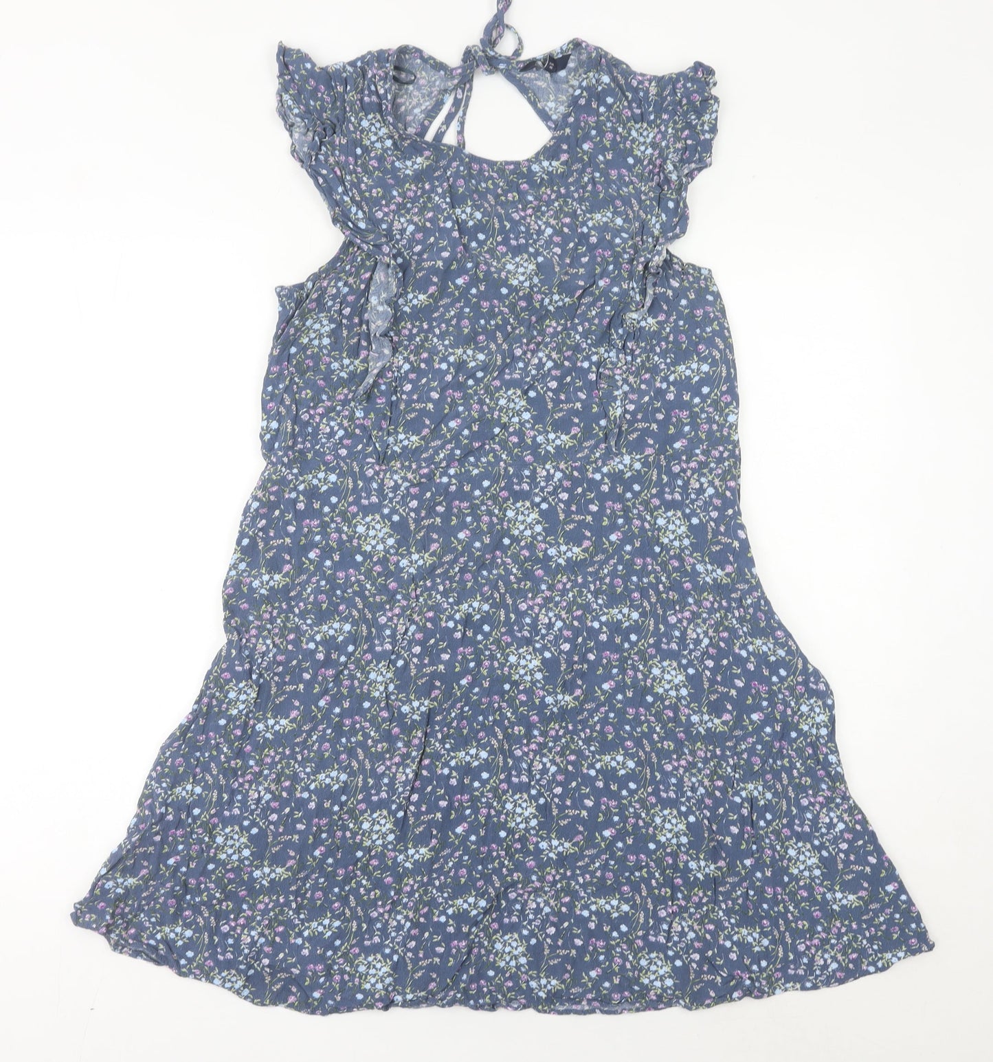 Next Women’s Blue Floral Sleeveless A-Line Knee Length Dress Size 18