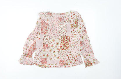 Zara Womens Multicoloured Floral Ruffle Viscose Blouse Size M