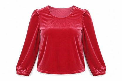 Womens UK Size M Lands' End Red Basic Blouse