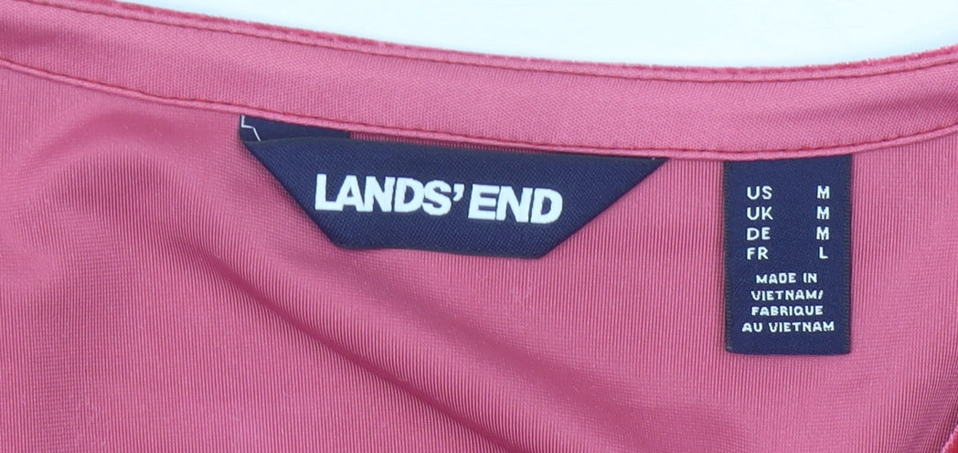 Lands' End Womens Red Velvet Long Sleeve Blouse Size M Regular Fit