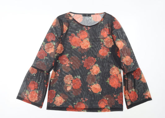 F&F Women’s Floral Mesh Long Sleeve Tunic Blouse UK 10
