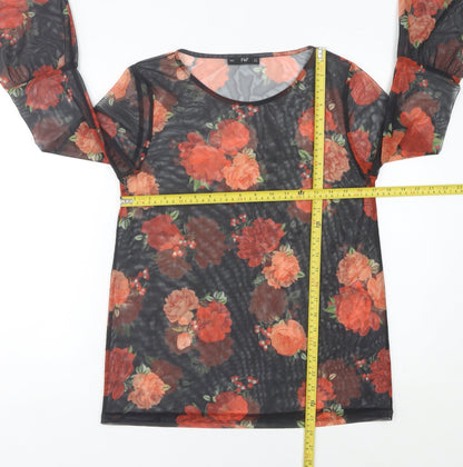F&F Women’s Floral Mesh Long Sleeve Tunic Blouse UK 10