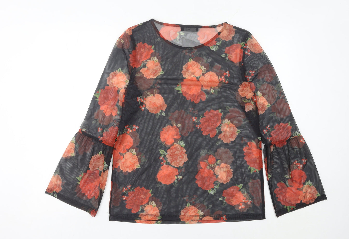 F&F Women’s Floral Mesh Long Sleeve Tunic Blouse UK 10