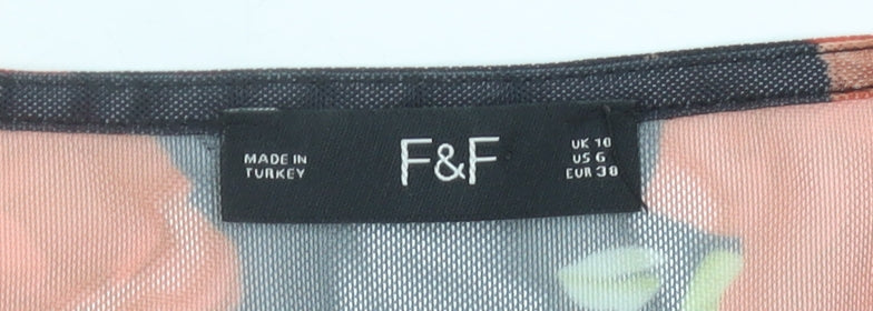 F&F Women’s Floral Mesh Long Sleeve Tunic Blouse UK 10