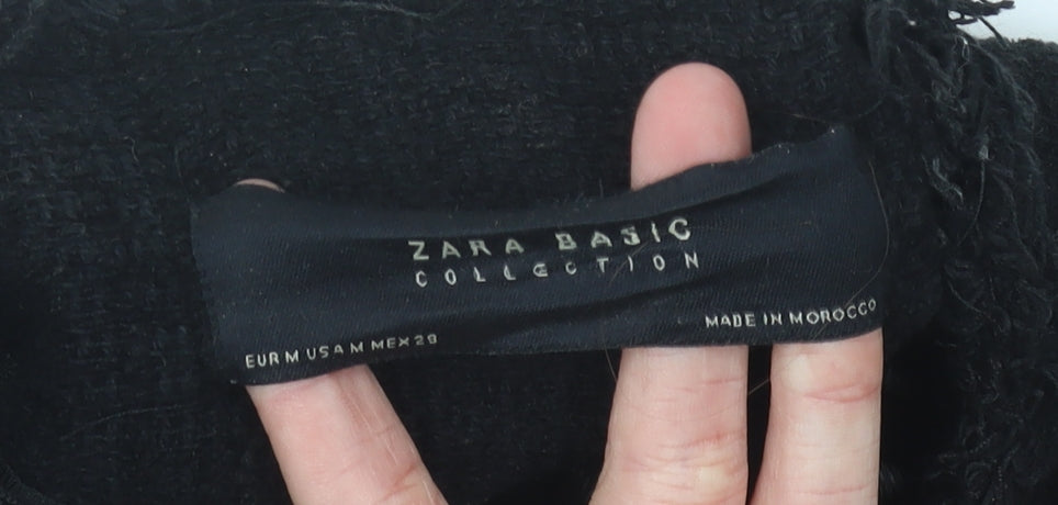 Womens UK Size 12 Zara Black Overcoat