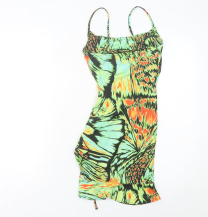 Bershka Women’s Multicoloured XS Bodycon Mini Dress Ruched Scoop Neck