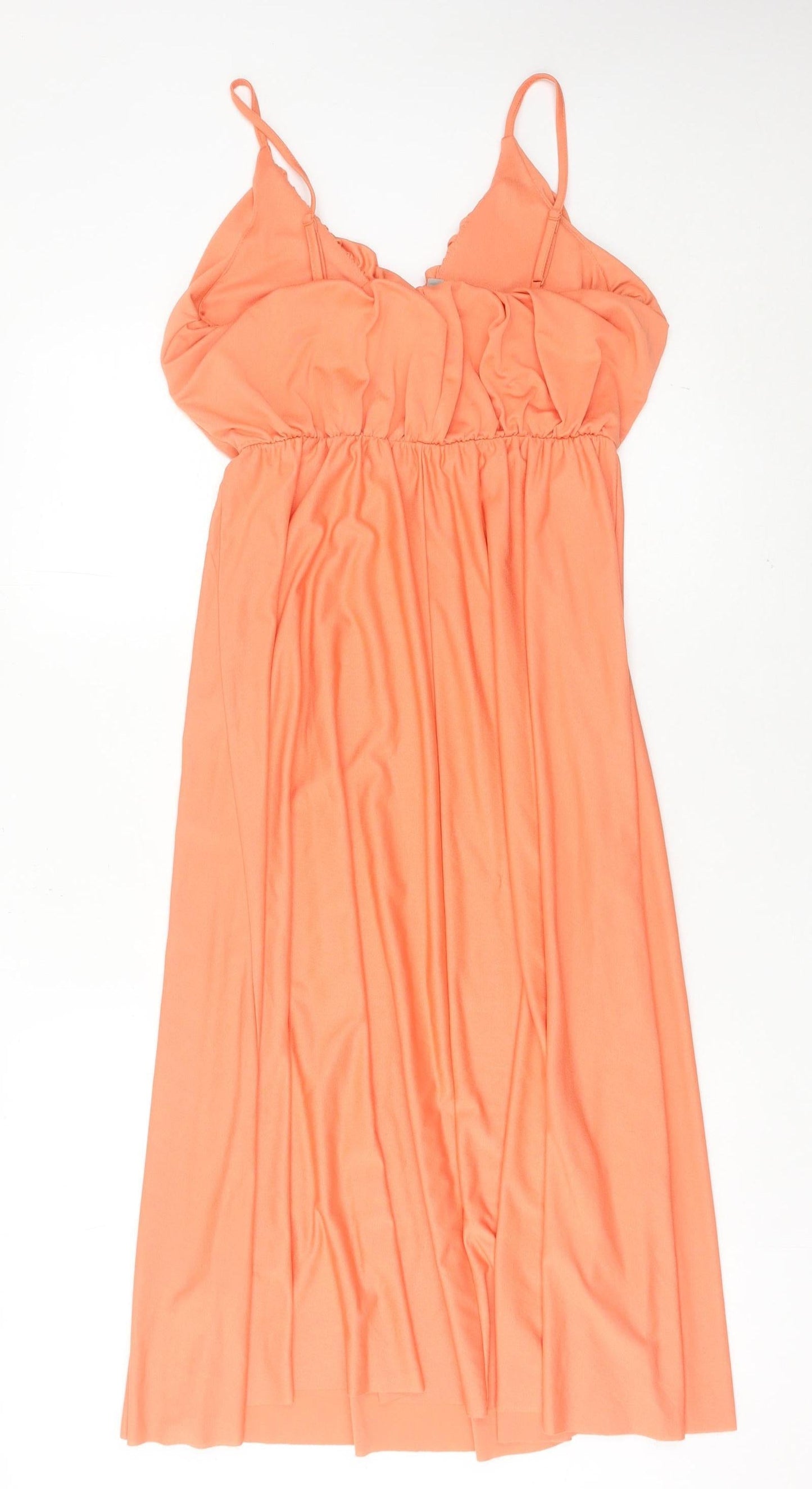 ASOS Women’s Orange Size 6 Midi Slip Dress Summer V-Neck