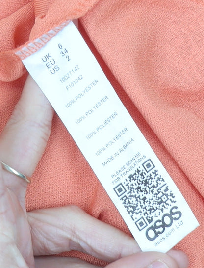 ASOS Women’s Orange Size 6 Midi Slip Dress Summer V-Neck