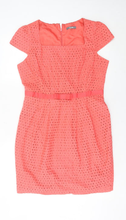 South Womens Pink Cotton Shift Dress Size 14 Knee Length