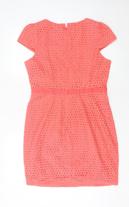 South Womens Pink Cotton Shift Dress Size 14 Knee Length