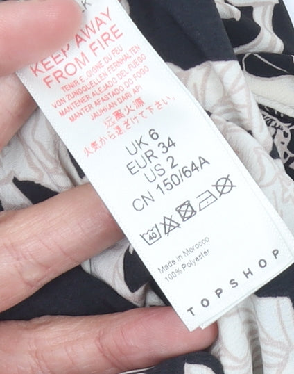 Topshop Women’s Black Floral Wide Leg Sleeveless Jumpsuit UK 6